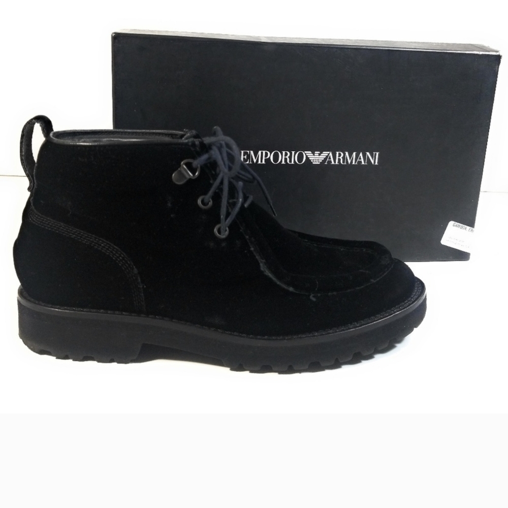 Emporio Armani Men's Black Suede Boots Size 6